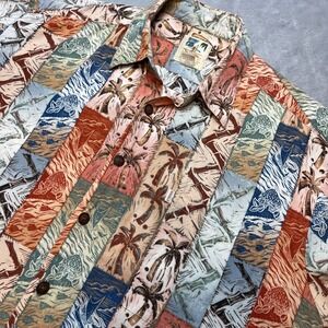 Vintage John Severson‎ Collection Kahala Shirt Mens M Hawaiian Block Print Camp